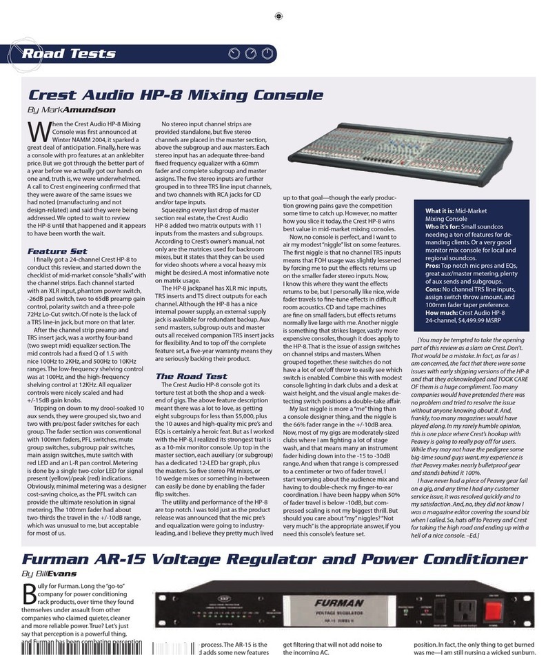 Crest Audio HP-8 Manual de usuario