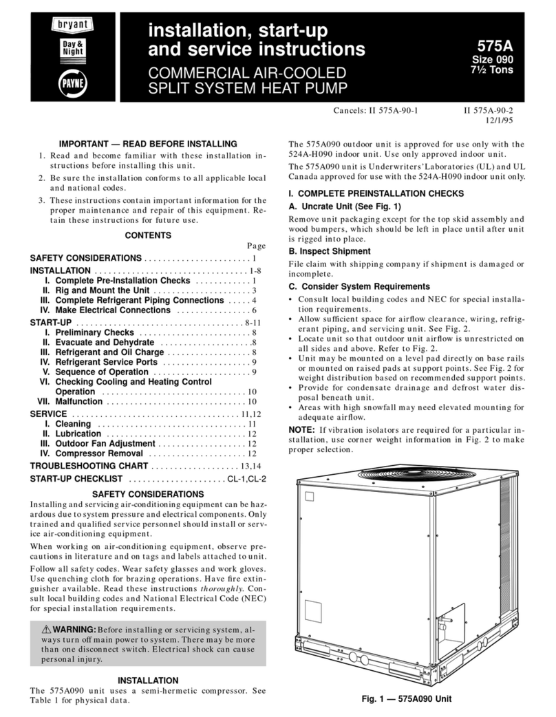 Bryant 575A Dimensiones y guía de instalación