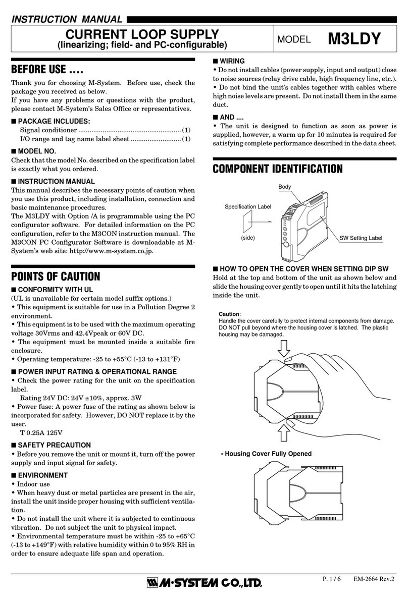 M-system Current Loop Supply M3LDY Manual de usuario