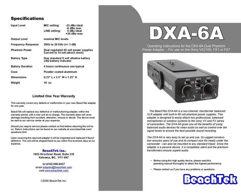 BeachTek Phantom Adapter DXA-6A Manual de usuario BeachTek Phantom Adapter DXA-6A Manual de usuario