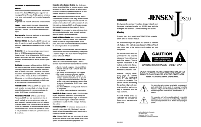 Audiovox jensen JPS10 Manual de usuario