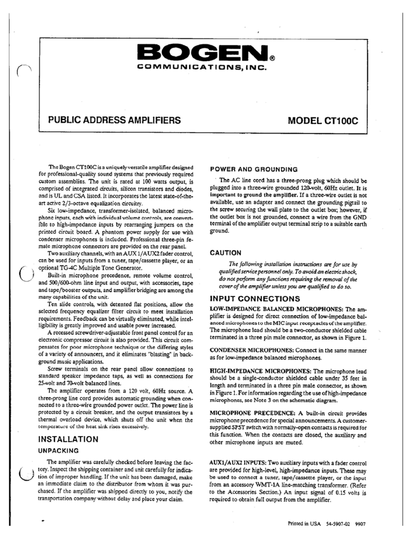 Bogen Amplifier CT100C Manual de usuario
