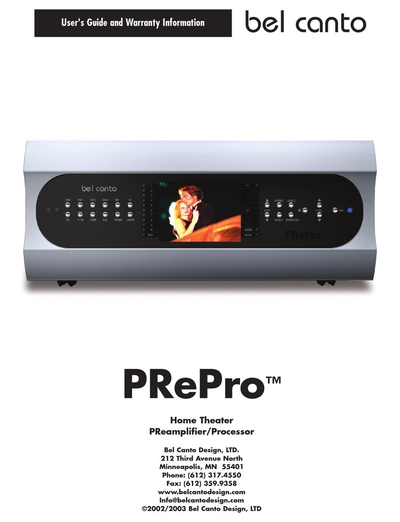 Bel Canto PReProTM Manual de usuario Bel Canto PReProTM Manual de usuario