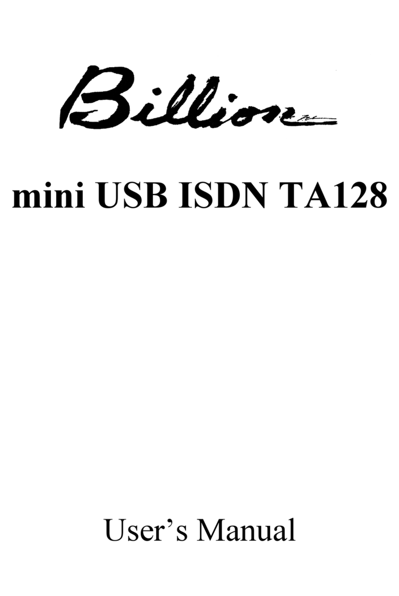 Billion USB ISDN TA128 USBTAQG Manual de usuario Billion USB ISDN TA128 USBTAQG Manual de usuario