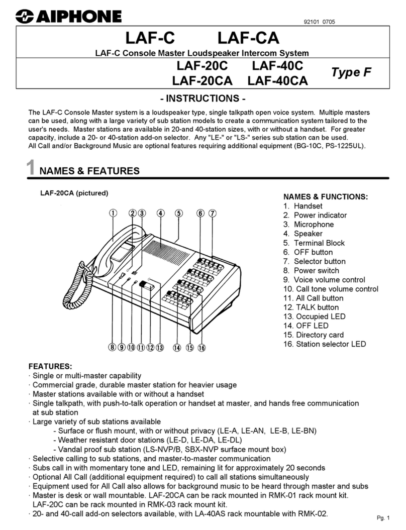 Aiphone LAF-C CONSOLE MASTER LAF-20C Manual de usuario Aiphone LAF-C CONSOLE MASTER LAF-20C Manual de usuario