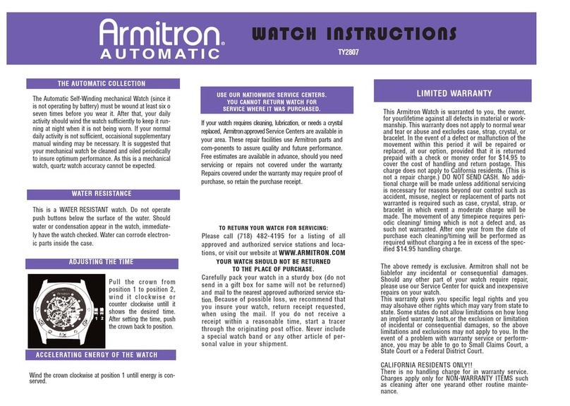 Armitron Automatic TY2807 Manual de usuario Armitron Automatic TY2807 Manual de usuario