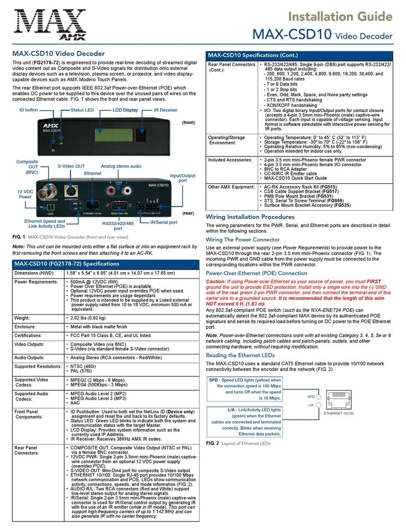 AMX Video Decoder MAX-CSD10 Manual de usuario