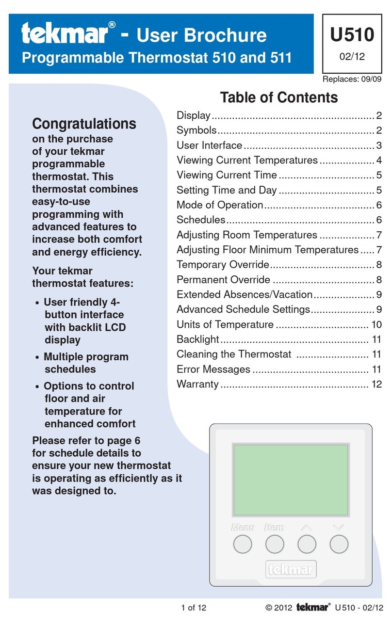 Tekmar 511 Manual de usuario