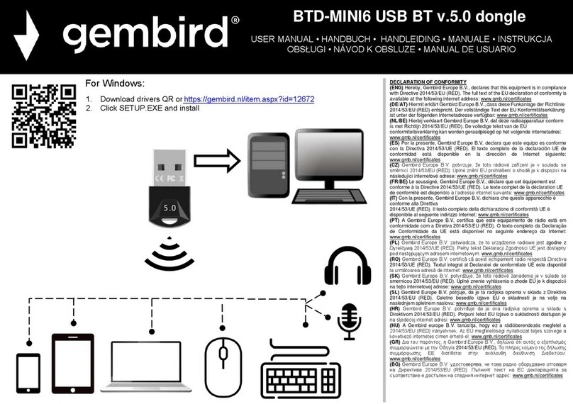Gembird BTD-MINI6 Manual de usuario