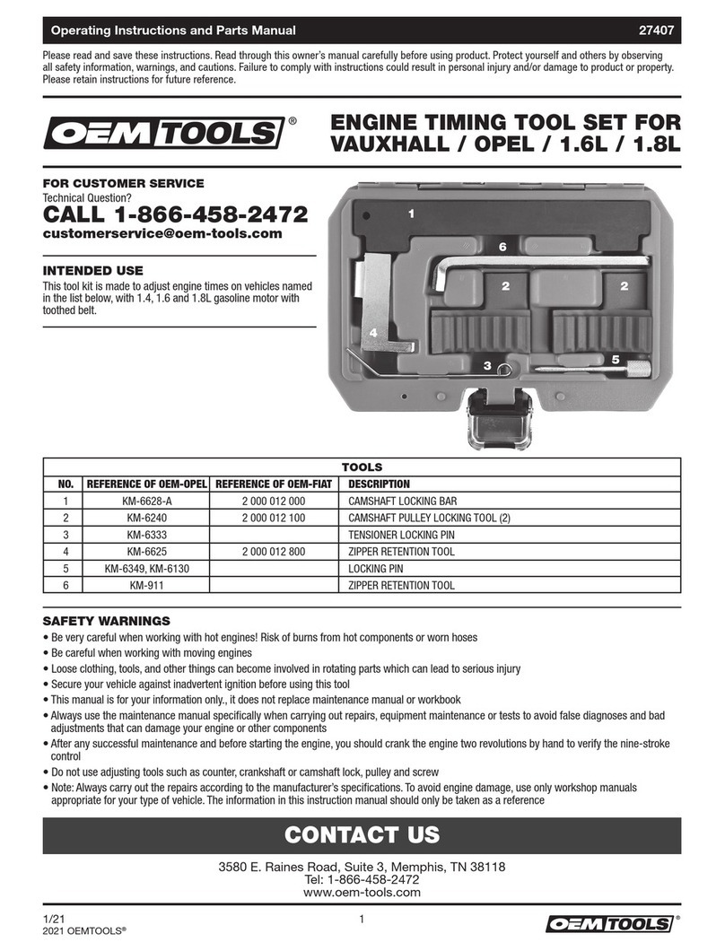 OEM Tools 27407 Manual de servicio