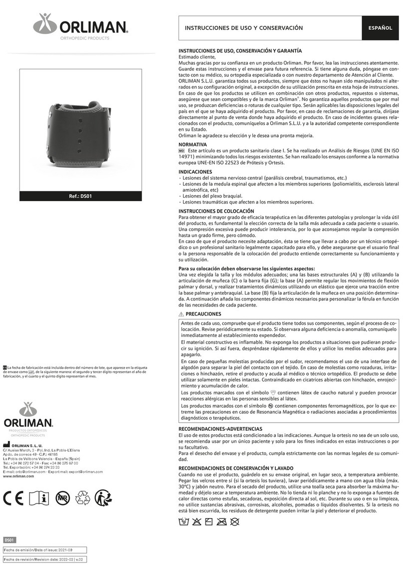Orliman DS01 Instrucciones de operación Orliman DS01 Instrucciones de operación