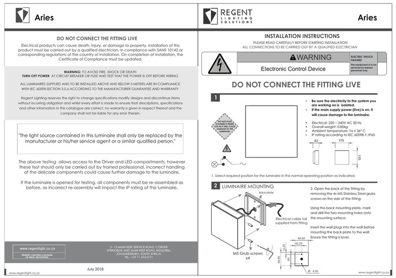 Regent Lighting Solutions Aries Manual de usuario Regent Lighting Solutions Aries Manual de usuario
