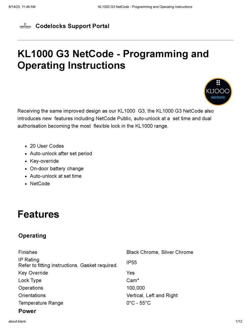 CODELOCKS KL1000 G3 NetCode Manual de usuario