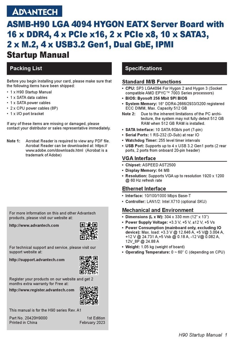 Advantech ASMB-H90 Manual de instalación y operación