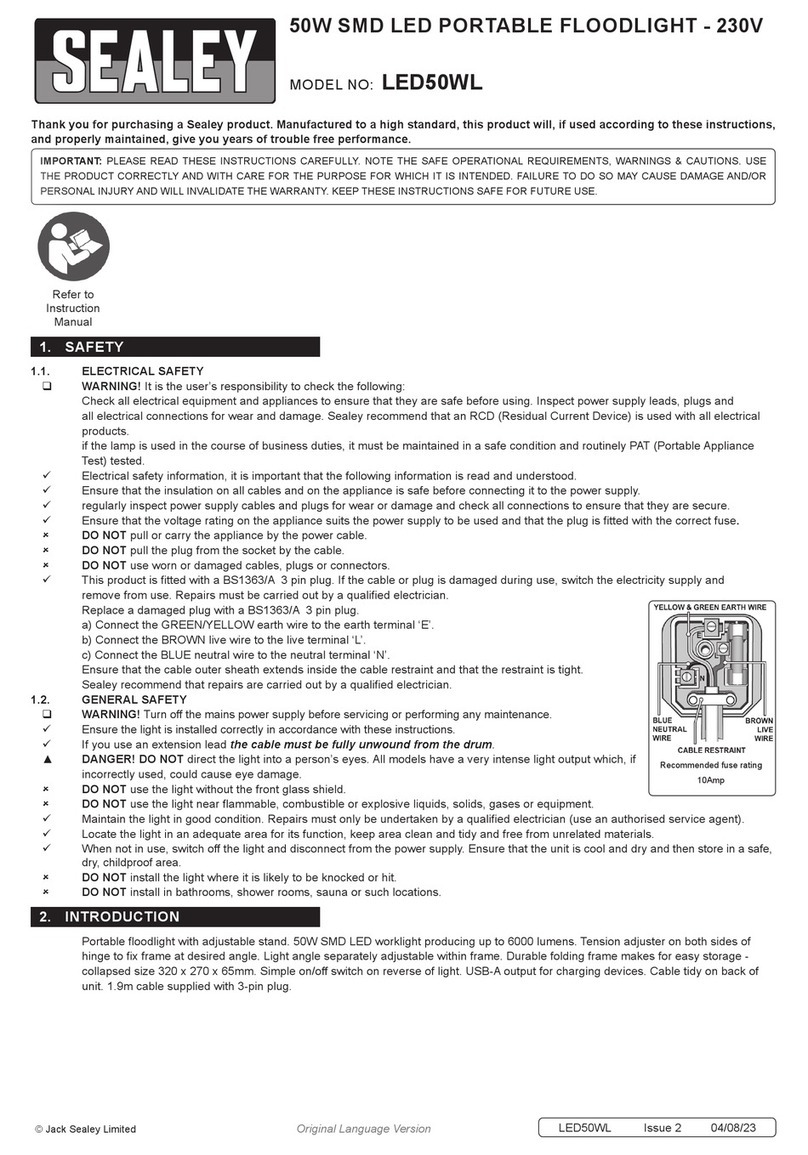 Sealey LED50WL Manual de usuario