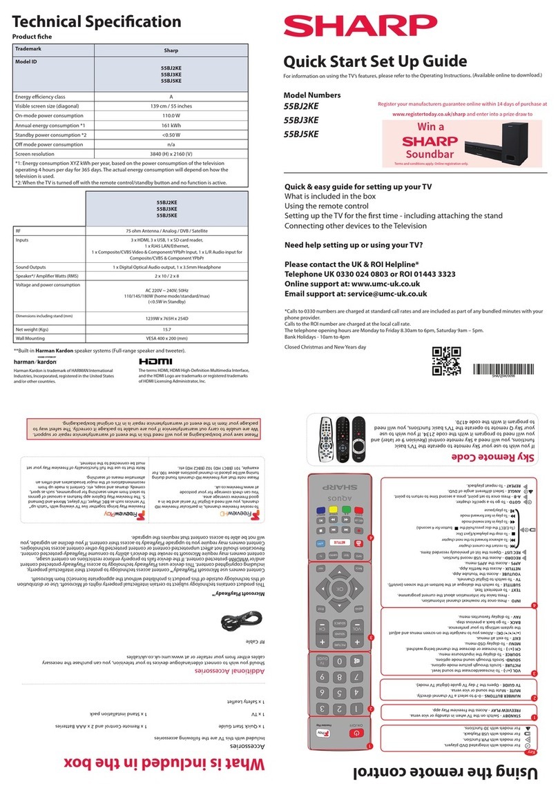 Sharp 55BJ2KE Manual de usuario Sharp 55BJ2KE Manual de usuario