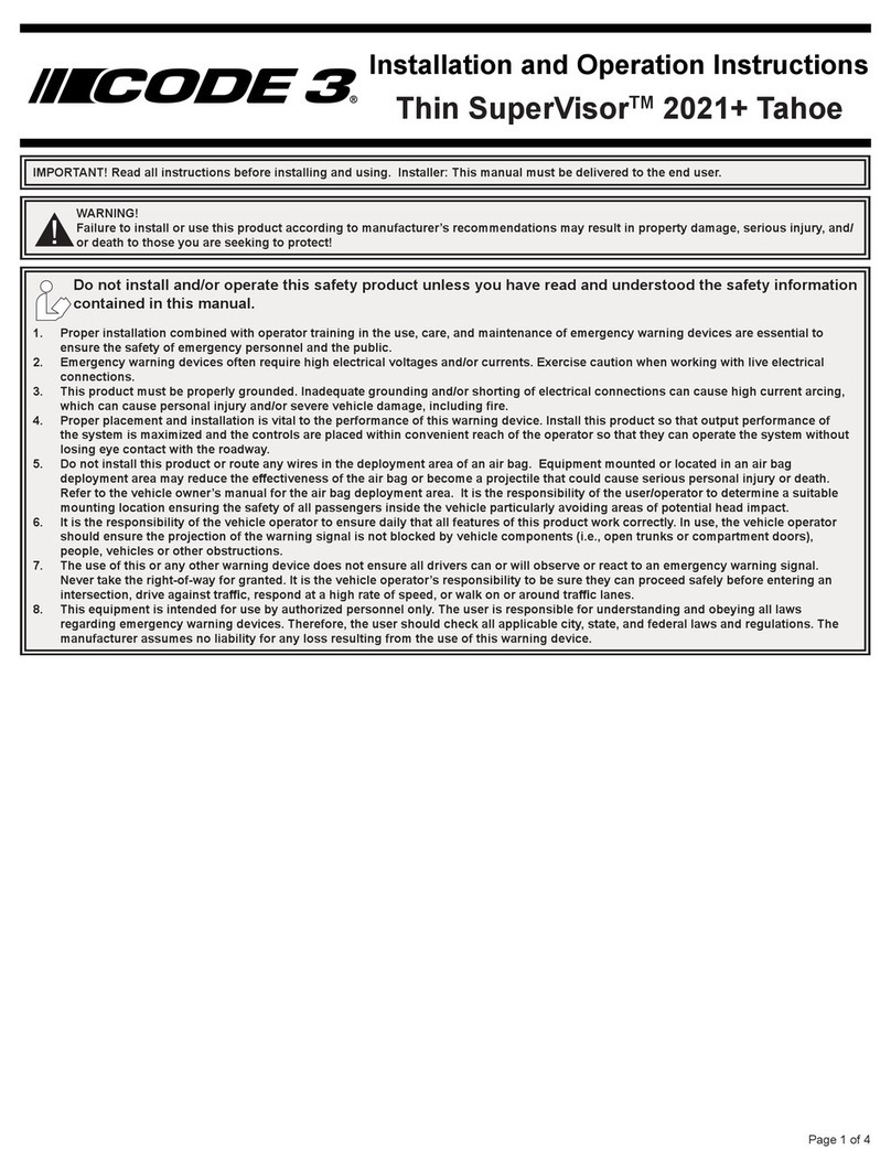 Code 3 Thin SuperVisor 2021+ Tahoe Manual del propietario