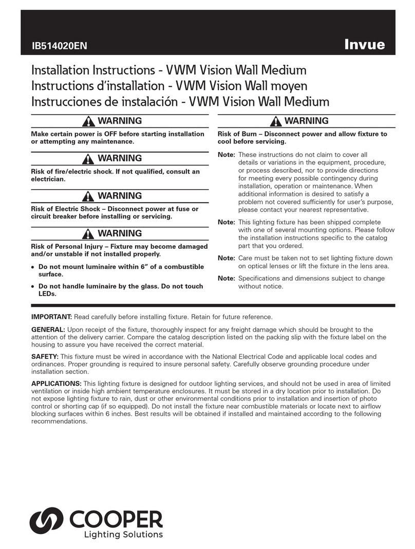 Cooper Lighting Solutions Invue VWM Vision Wall Medium Manual de usuario Cooper Lighting Solutions Invue VWM Vision Wall Medium Manual de usuario
