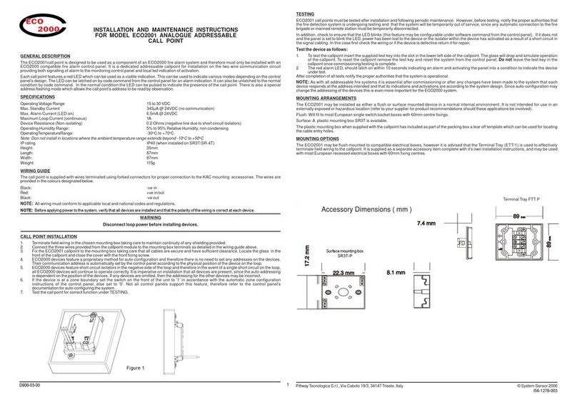 System Sensor ECO 2000 Especificaciones técnicas