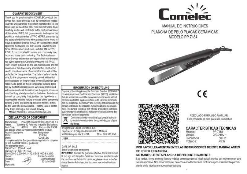 Comelec PP7184 Manual de usuario Comelec PP7184 Manual de usuario
