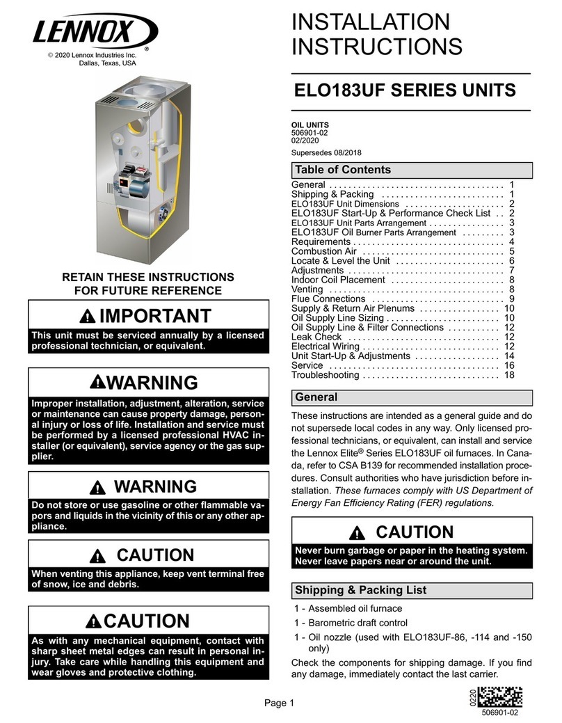 Lennox ELO183UF68P36 Manual de usuario