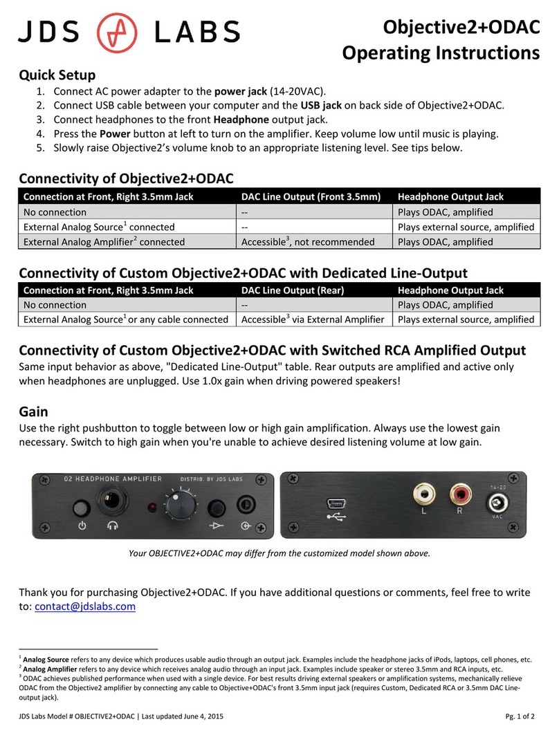 JDS Labs OBJECTIVE2+ODAC REVB Manual de usuario