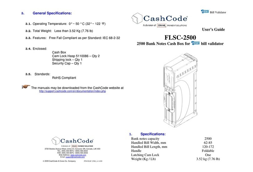 Crane CashCode FLSC-2500 Manual de usuario Crane CashCode FLSC-2500 Manual de usuario
