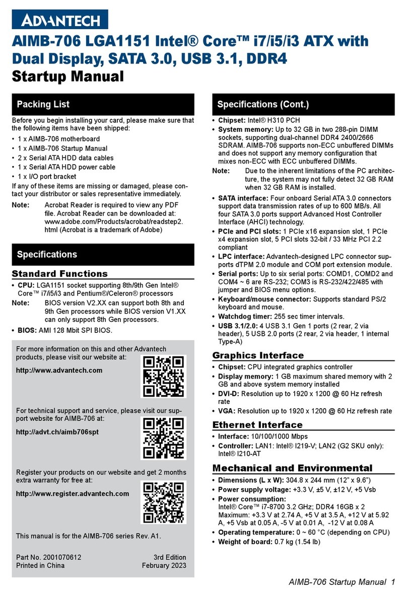 Advantech AIMB-706 Manual de instalación y operación