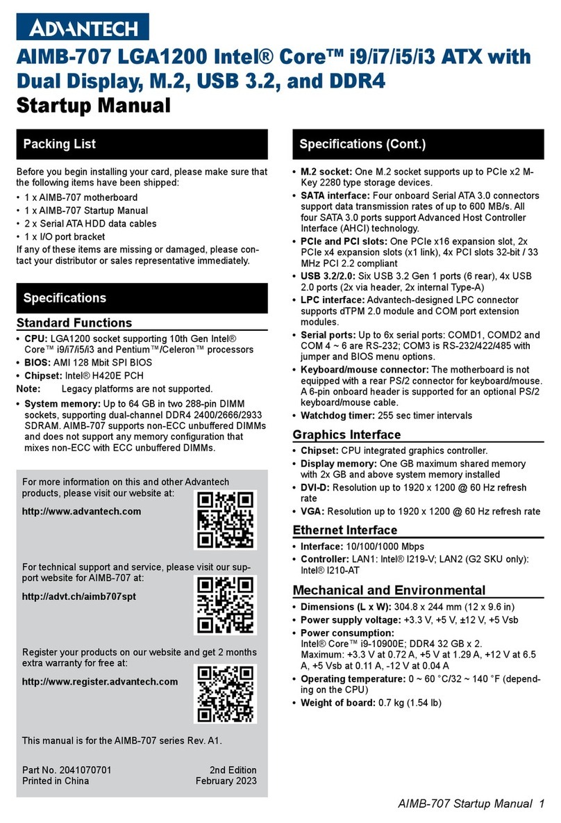 Advantech AIMB-707 Manual de instalación y operación