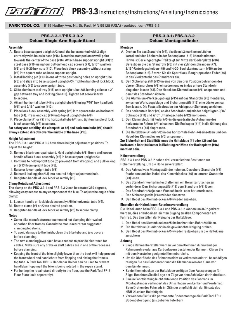 parktool PRS-33 Manual de usuario