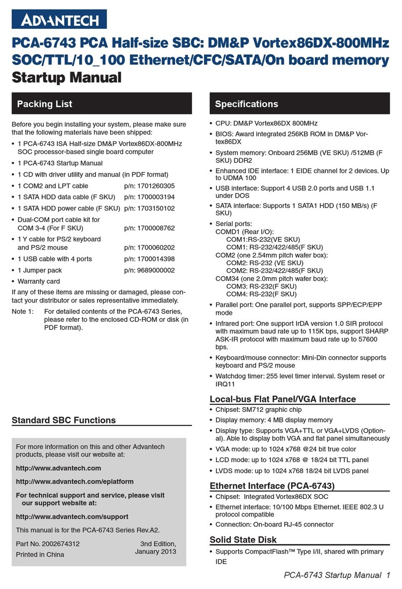 Advantech PCA-6743 Manual de instalación y operación