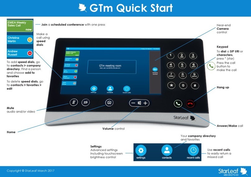 StarLeaf GTm Manual de usuario StarLeaf GTm Manual de usuario